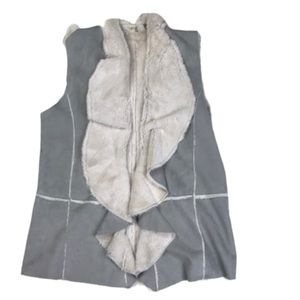 Vest Faux Shearling Suede Gray Outerwear Size Lg